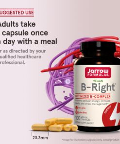 Jarrow Formulas B-Right Optimized B-Complex, Dietary Supplement for Cellular Energy, Immune Health and Stress Management Support, 100 Veggie Capsules, 100 Day Supply Unflavored 100 Servings (Pack of 1) 32 71hqbBS3yCL