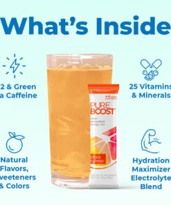 Pureboost Clean Energy Drink Mix + Immune System Support. Sugar-Free Energy with B12, Multivitamins, Antioxidants, Electrolytes (Combo Pack, 30 Stick Packs) Combo Pack 22 71hr KMhYaL