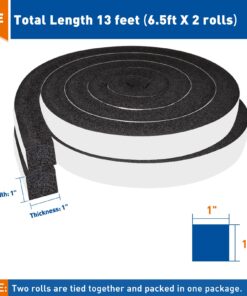 Alternative view of MAGZO Adhesive Foam Weather Stripping 1 Inch W X 1 Inch T, Thick Window Air Conditioner Sealer Open Cell High Resilience, Total Length 13 Feet (6.5ft x 2 Rolls) 1in x 1in x 13FT