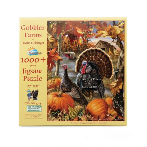 SUNSOUT INC - Gobbler Farms - 1000 pc Large Pieces Jigsaw Puzzle by Artist: Dona Gelsinger - Finished Size 27" x 35" Thanksgiving - MPN# 57142