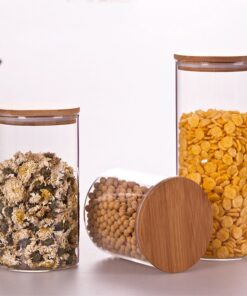 Newerlives Air Tight Storage Jar, Glass Storage Tank with a Natural Bamboo Lid, 450 ML, 650 ML, 950 ML (Bamboo, 450ML) 15 71hrfaZTrQL