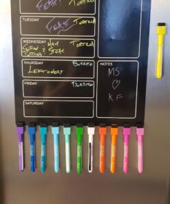 Arteza Dry Erase Magnetic Chalkboard Menu Planner Set (16" x 12" Black Dry Erase Board, 9" x 6" Kitchen Conversion Chart, 12 Colorful fine tip Markers, Microfiber Sponge, Spray Bottle) 16 x 12 Inches 26 71hs4u2St6L