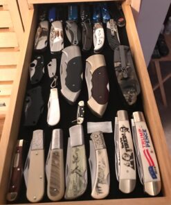 Collector's Knife Display Case Tool Storage Holder Cabinet Drawers Pocket Watch Collection Showcase Walnut Finish 28 71hsXkpCy9L