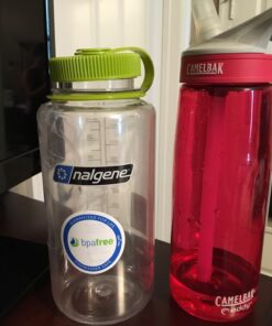 Nalgene Tritan Wide Mouth BPA-Free Water Bottle, Clear w/ Green Cap, 32-Ounces 37 71ht8vdUKsL