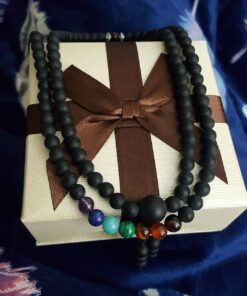 COAI 108 Japa Mala 7 Chakra Stone Wrap Bracelet Necklace Matte Onyx 32 71htkLVH gL