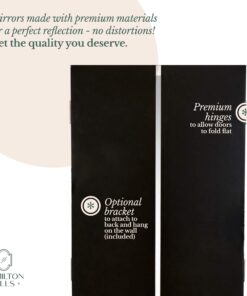 Hamilton Hills 40x40 inch Silver Trifold Mirror | Full Length Framed Beveled Edges 3 Way Mirror Hangable on Wall | Folding Tall Makeup Mirror with Hinges | Table Top, Dressing & Bathroom Vanity Mirror 40" x 48" 15 71hulNVarcL