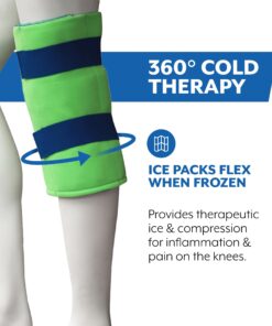 Brownmed - Polar Ice Knee Wrap - Reusable Ice Knee Wrap to Support Knee Injury - Cold Therapy Compression Wrap with Ice Pack - Flexible Leg & Knee Cold Pack Wrap - Standard Standard (Pack of 1) 14 71hxi9YMOdL