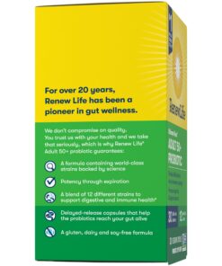 Renew Life Probiotic Adult 50 Plus Probiotic Capsules, Daily Supplement Supports Urinary, Digestive and Immune Health, L. Rhamnosus GG, Dairy, Soy and gluten-free, 30 Billion CFU, 30 Count 30 Count (Pack of 1) 18 71hy9KIxtWL