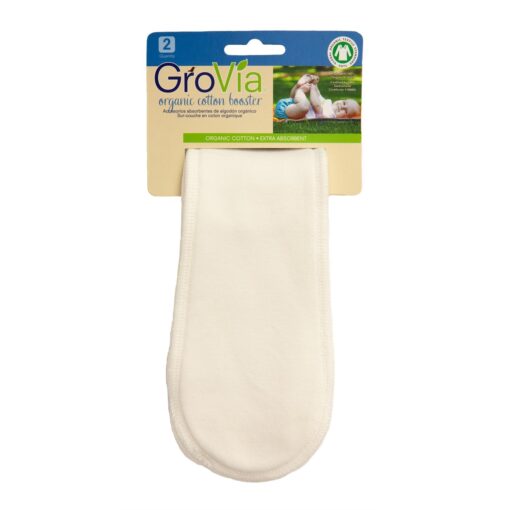 GroVia 100% Organic Cotton Reusable Booster for Baby Cloth Diapering Hybrid Diaper Shell (2 Count) Organic Cotton Cloth Diaper Booster White