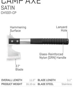 SOG Camp Axe- Compact Camping and Survival Hatchet/Hammer Tool with Sheath and 3.1 Inch Bushcraft Axe Edge (CH1001-CP) 23 71hzsgyHw3L