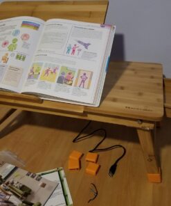 Laptop Desk Nnewvante Adjustable Bed Desk Table Bamboo with USB Fan Foldable Bed Tray w' Drawer 21.6" with Fan 57 71i 3OENsQL