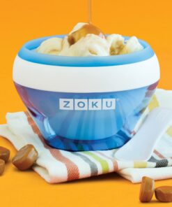 ZOKU Ice Cream Maker, Compact Make and Serve Bowl with Stainless Steel Freezer Core Creates Soft Serve, Frozen Yogurt, Ice Cream and More in Minutes, BPA-free, Blue 13 71i MLDUjLL