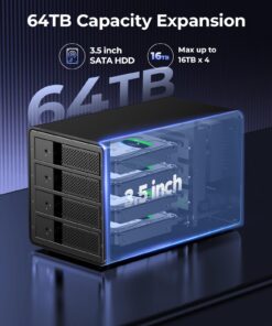 Alternative view of ORICO 4 Bay Hard Drive Enclosure Aluminum USB3.0 Hard Drive Tray-Less Design Build-in 80mm Cooling Fan and 150W Power Supply, Designed with Safety Lock Max Up to 64TB-9548 9548U3-US
