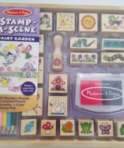Melissa & Doug Stamp-a-Scene Stamp Pad: Fairy Garden - 20 Wooden Stamps, 5 Colored Pencils, and 2-Color Stamp Pad English Only 26 71i040HEuHL