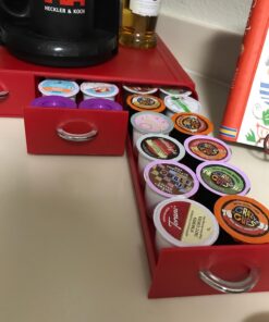 Mind Reader Single Serve Coffee Organizer with 3 Drawers Pod, 12.25" L x 13.5" W x 2.5" H, 36 Capacity, Red 51 71i08Wq1IfL