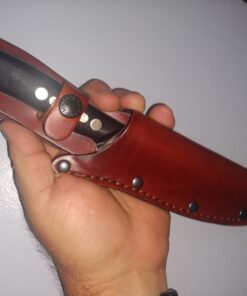 Old Timer 15OT Deerslayer 10.5in High Carbon S.S. Full Tang Fixed Blade Knife with 5.6in Clip Point Blade, Black Sawcut Handle, and Leather Belt Sheath for Hunting, Camping, Skinning, EDC, and Outdoor 15OT Deerslayer (Box) 26 71i0Gc 3y0L