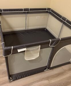 Tmsene Baby Playpen, Playard for Babies and Toddlers, Sturdy Safety Baby Fence with Breathable Mesh and Zipper Gates, Indoor & Outdoor Play Pens for Kids Activity Center (Grey) Grey 40 71i18w5OEsL