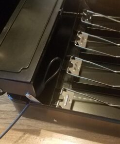 Jssmst Large Locking Cash Box with Money Tray, Lock Box with Security Cable Metal Money Box with Key Lock, Black, CB02304XL Black Key Lock 51 71i1DInYkmL