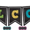 Teacher Created Resources TCR5614 Chalkboard Brights Pennants Welcome Bulletin Board, Paper, Multi