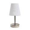 Simple Designs LT2013-WHT Mini Basic Sand Nickel Table Lamp with Fabric Shade, White 14 71i2RfS0EqL