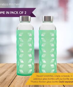 Alternative view of Pratico Kitchen Glass Bottle Silicone Sleeves for Epica, Aquasana, Estilo and Similar Style Bottles, 2 Pack, Green 2 Pack - Green