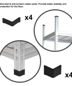 Amazon Basics Heavy Duty Storage Shelving Unit, Double Post, 5 Shelf, High-Grade Aluminum, Silver, 60 x 24 x 78 Inch 29 71i3FSWanPL