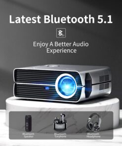 Projector with WiFi and Bluetooth, ASAKUKI Native 1080P 4K Support 450 ANSI Outdoor Movie Proyector, Indoor Home Theater w/ Portable Bag, Compatible w/ Sticks/Phone/iphone/Laptop 36 71i4Dp18phL