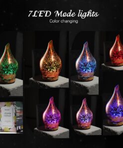 Alternative view of Porseme Essential Oil Diffuser 3D Firework Glass Aromatherapy Ultrasonic Humidifier Rose Gold, Auto Shut-Off, Timer Setting, BPA Free, Aroma Decoration for Home, Office, Gym, Spa, Premium Gift 100ml C2-100ml Rose Gold Afantty