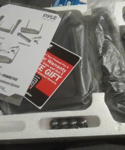 Pyle Channel Microphone System-VHF Fixed Dual Frequency Wireless Set with 2 Handheld Dynamic Transmitter Mics, Receiver Base-for PA, Karaoke, Dj Party (PDWM2135) , Black 41 71i6JPKf7VL