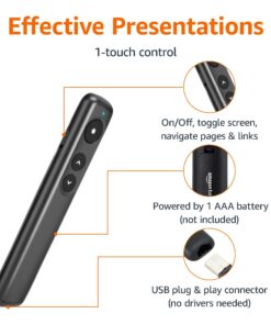 Amazon Basics Wireless Presenter, Red Laser, 2.4GHz, Battery Operated, Hyperlink 22 71i7c124NL