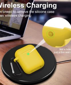 SATLITOG AirPods Case Cover with Secure Lock Keychain, Protective Silicone Cover Compatible with Apple AirPods 2nd & 1st Charging Case - Yellow 41 71i8pwyCgSL 1