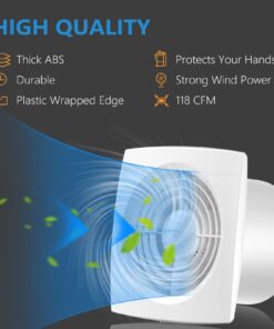 Hon&Guan 6'' Home Ventilation Fan Bathroom Garage Exhaust Fan Ceiling and Wall Mount Exhaust Fan for Kitchen/Bathroom, Super Silent, Strong Exhaust (High CFM) 150D HGA-D 11 71i9HJ JNcL