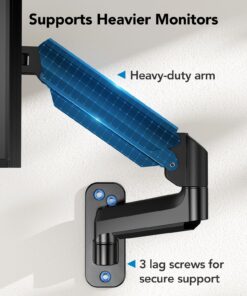 HUANUO Ultrawide Monitor Wall Mount for up to 34 35 inch Curved Computer Screens, Single Wall Mount Monitor Arm Holds 26.4lbs Max, Height Adjustable Full Motion Gas Spring Vesa Mount, Max 200x200mm 31 71i9XTa6x0L