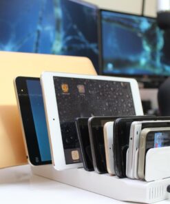 Alxum iPad Charging Station for Multiple Devices, 96W 10 Port Cell Phone Charging Station Organizer,USB Fast Charger Dock Compatible w iPad/iPhone/Android/Kindle/Fire/Kindle Tablet, UL Certified,White 89 71i9bqlFb5L