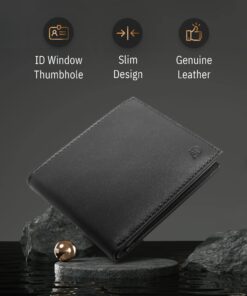 Access Denied Slim Leather Bifold Wallets For Men - Minimalist Mens Wallet RFID Blocking Card Holder With ID Window Box Gifts For Men Black 18 71i9buiAoYL