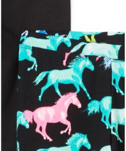Amazon Essentials Girls and Toddlers' Leggings (Previously Spotted Zebra), Multipacks 4 Black/Pink/White/Horses X-Large 8 71i9jEYOPvL