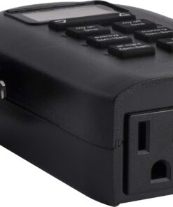 myTouchSmart Indoor and Outdoor Digital Timer, Plug-In, Two Grounded Outlets, Weather Resistant, Presets/ Custom Countdown, Ideal for String Lights, Christmas Lights, 26898 Digital 2 Grounded Outlet 1 Pack Black 21 71iAtCM8llL