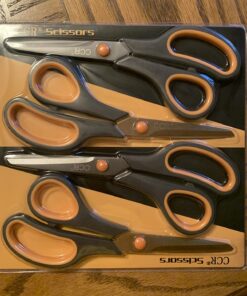CCR Scissors 8 Inch Soft Comfort-Grip Handles Sharp Titanium Coating Blades, 4-Pack 28 71iB9n6JCwL