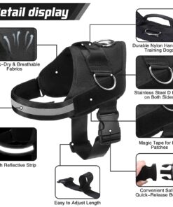 EXPAWLORER Upgraded No Pull Dog Harness with Leash Set - Adjustable Reflective Dog Vest Harness with 3 Drings, Easy Control Handle, Hook and Loop Panel, for Medium Large Dogs Black X-Large 13 71iBWXsQkOL