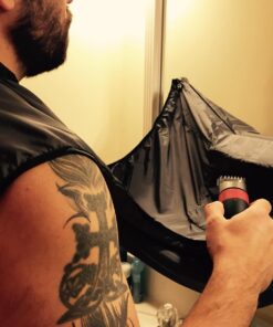 Beard King Beard Bib Apron - Christmas Gifts & Stocking Stuffers for Dad - As Seen on Shark Tank - Men's Hair Catcher for Shaving - Grooming Accessories - Packing Pouch, Black 50 71iBhl7ls7L