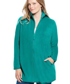 Woman Within Plus Size Zip-Front Microfleece Jacket | Long Oversized Fleece 6X-Large Plus Evening Blue Marled 9 71iBy8VBYwS