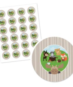 Alternative view of Woodland Creatures - Baby Shower or Birthday Party Circle Sticker Labels - 24 Count
