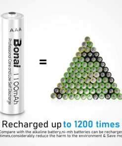 BONAI 1100mAh AAA Rechargeable Batteries 1.2V Ni-MH High-Capacity Batteries 8 Pack 8 packs 18 71iEOz25KL