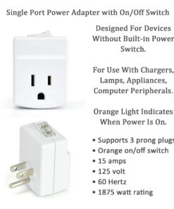 BindMaster 3 Prong Grounded Single Port Power Adapter with Indicator On/Off Switch (1 Pack) 1 Pack 15 71iEQVayIbL