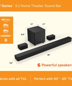 Alternative view of VIZIO V-Series 5.1 Home Theater Sound Bar with Dolby Audio, Bluetooth, Wireless Subwoofer, Voice Assistant Compatible, Includes Remote Control - V51x-J6 36 inch