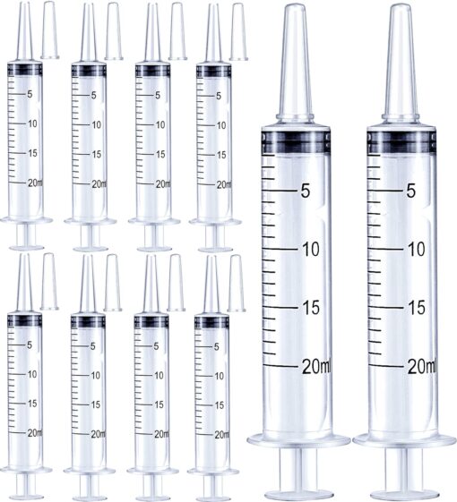 20ml Plastic Syringe for Liquids, Oral, Scientific Labs, Measuring, Dispensing, with Cap- 10 Pack 20ml Syringes 20 ml