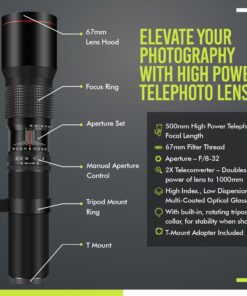 Big Mike’s High-Power 500mm/1000mm f/8 Manual Telephoto Lens for Nikon DSLR, Black 35 71iGdE4 SL