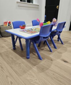 Flash Furniture Wren Adjustable Classroom Activity Table for School and Home, Rectangular Plastic Activity Table for Kids, 23.625" W x 47.25" L, Gray/Blue Blue Set of 1 43 71iIRHeIMpL