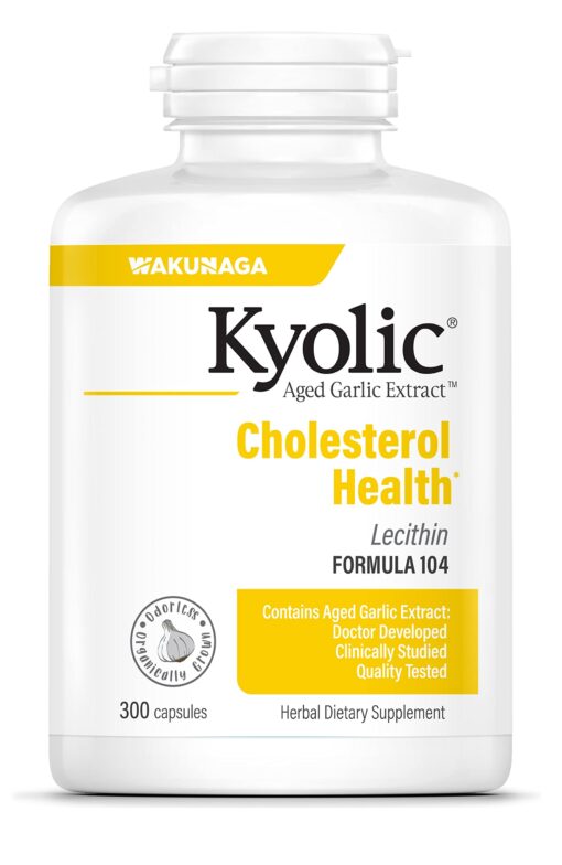 Kyolic Aged Garlic Extract Formula 104 Cholesterol Health, 300 Capsules (Packaging May Vary) 300 Count (Pack of 1)