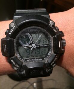 FANMIS Mens Analog Digital Dual Display Sports Watches Military Multifunctional 50M Waterproof LED Watch with Alarm Stopwatch Backlight 12H/24H Outdoor Running Swimming Black 34 71iLun r2gL